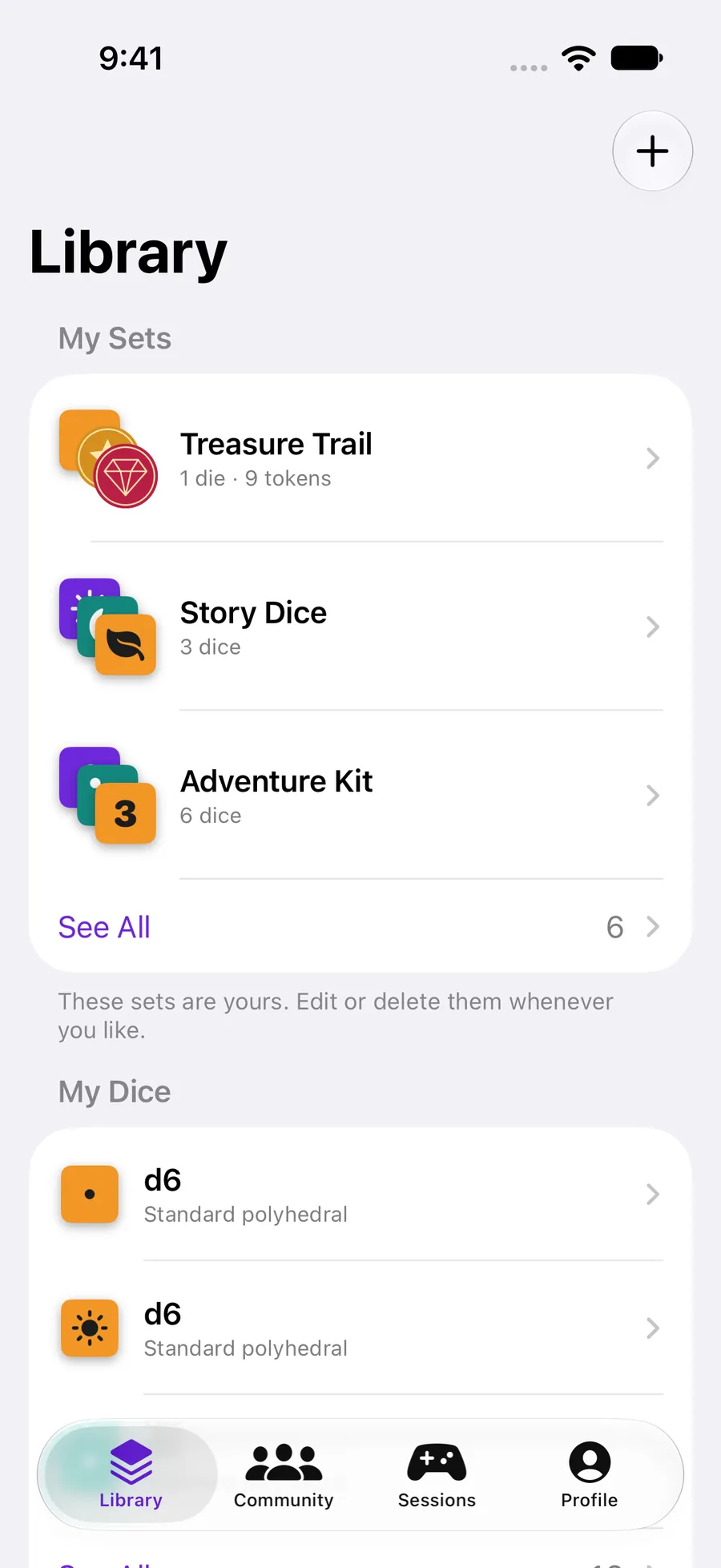 Rollnook library with Treasure Trail, Story Dice, Adventure Kit and custom dice