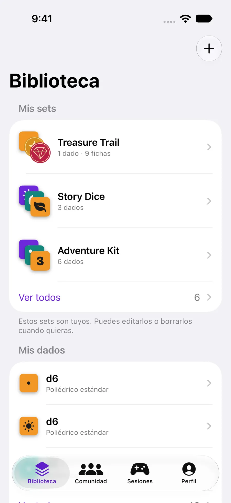 Biblioteca de Rollnook con Treasure Trail, Story Dice, Adventure Kit y dados propios